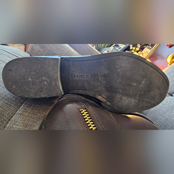 Franco Sarto Dark Brown Leather Boots with Gold Accent - Picture 6 of 6